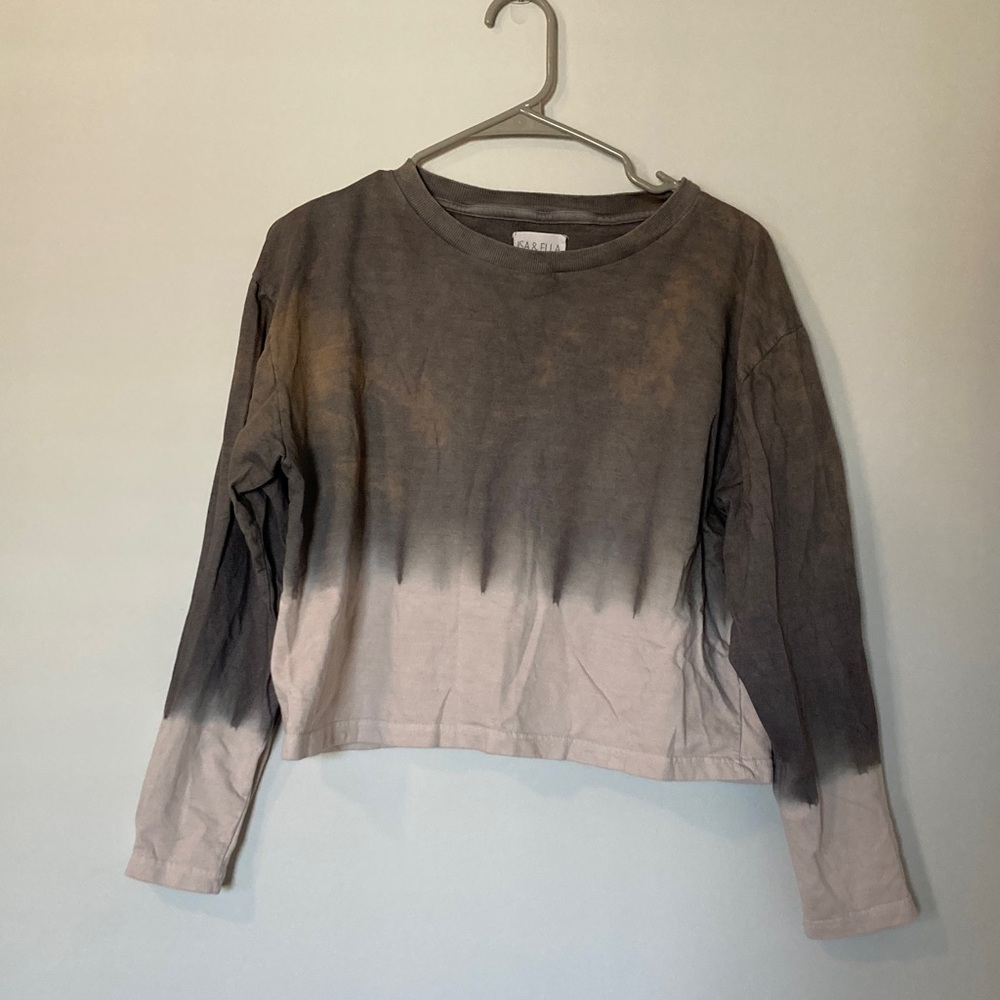Gray and Tan Long Sleeve Tee